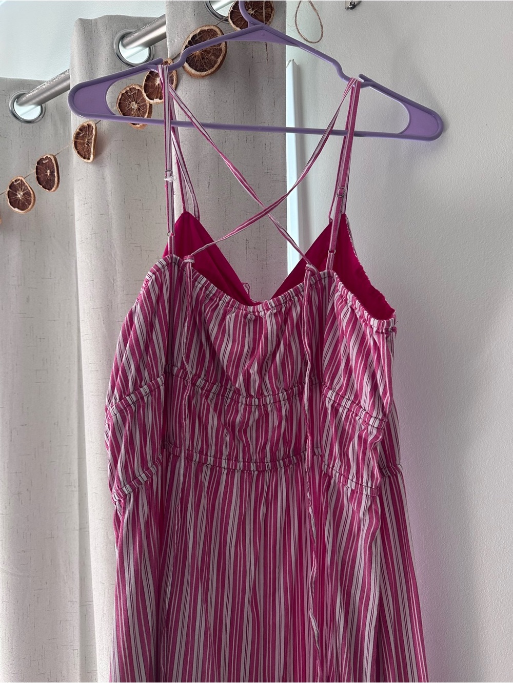 Time and Tru Pink & White Striped Tiered Midi Dress - Picture 3 of 5